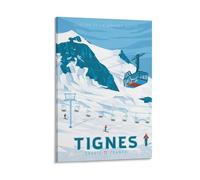 WBBART Tignes Ski Savoie France Poster vintage sur toile Décoration murale moderne 40 x 60 cm