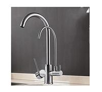 WBBAYDRFR Robinet d'évier de Cuisine en Laiton, Rotation à 360 degrés avec Fonction Purification l'eau, Robinet mitigeur Double poignée et Bec, beigecolorwithdot(Brushed)