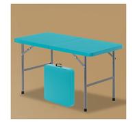 WBBML 122cm Table Pliante Exterieur Rectangulaire Foldable Table Pratique Plastique Table Tops Barbecues Réunions Fêtes(Blue)