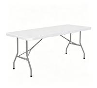 WBBML Table à Tréteaux Pliante Polyvalent Table Exterieur Rectangulaire Trestle Tables Balcon Salle de Réunion(White,180cm/70.87in)