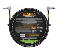 WBC-PRO-PEDAL - 22 AWG - Basse calotte (18pF/ft) - Pro-Grade - À base de graphite - Pédale à double blindage, effets, patch, câble d'instrument avec fiches TS coudées WBC MINI BOLT ultra petites
