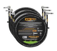 WBC-PRO-PEDAL Lot de 3 câbles de 30" à culot bas (18pF/pi) - Qualité professionnelle - À base de graphite - Pédale à double blindage, effets, patch, câble d'instrument avec fiches TS coudées WBC MINI