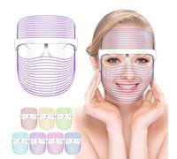 WBC WORLDBEAUTYCARE Masque facial LED 7 couleurs amélioré pour thérapie par la lumière, masque de thérapie à DEL adapté pour les soins de la peau à domicile, masque de luminothérapie, portable et