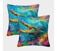 WBCFGHJKN Housse De Coussin Décorative Crocodile 3D, Lot De 2 - en Tissu Doux, Lavable en Machine, pour Canapé, Lit, Déco De Salon Ou Chambre 45x45cm