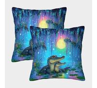 WBCFGHJKN Housse De Coussin Décorative Crocodile 3D, Lot De 2 - en Tissu Doux, Lavable en Machine, pour Canapé, Lit, Déco De Salon Ou Chambre 50x50cm