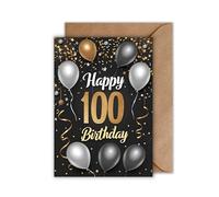 WBdesignz Carte d'anniversaire 100 ans avec enveloppe - Élégante carte d'anniversaire « Happy 100 Birthday » - Carte cadeau élégante pour le 100e anniversaire (format A6)