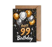WBdesignz Carte d'anniversaire 99 ans avec enveloppe - Élégante carte d'anniversaire « Happy 99 Birthday » - Carte cadeau élégante pour le 99e anniversaire (format A6)