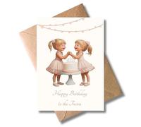 WBdesignz Carte d'anniversaire « Happy Birthday to the Twins » - Jolie carte de vœux pour filles jumelles avec design adorable et enveloppe - Parfaite pour l'anniversaire d'enfant (format A6)
