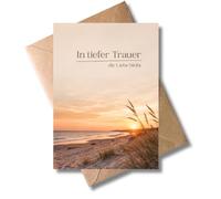 WBdesignz Carte de condoléances élégante avec enveloppe - Avec inscription « In stiller Trauer die Liebe bleibt - Carte de condoléances d'adieu - Plage nature - Déclaration de condoléances funéraires