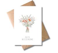WBdesignz Carte de convalescence - Bouquet de coquelicots pastel - Carte de convalescence (DIN A6)
