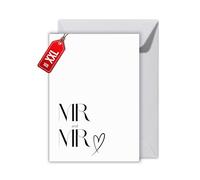 WBdesignz Carte de mariage « Mr and Mr » avec enveloppe - Carte élégante pour deux hommes - Mariage moderne ou fiançailles - Carte d'amour typo-minimaliste - LGBTQ+ (XXL DIN A4)