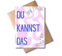 WBdesignz Carte de motivation colorée avec enveloppe - Du kannst das - Carte pour encourager un bon succès pour les examens, motivation, encouragement, nouveau début - amis, famille, collègues (DIN A6