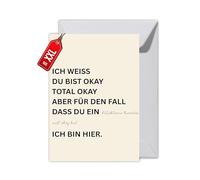 WBdesignz Carte « Ich bin hier » avec enveloppe - Carte de consolation sensible pour les moments difficiles, les amis et la famille (XXL)