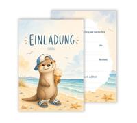 WBdesignz Lot de 12 cartes d'invitation amusantes loutre avec glace pour anniversaire d'enfant - Invitations d'anniversaire amusantes - Invitations d'anniversaire pour enfants - Dos à remplir soi-même