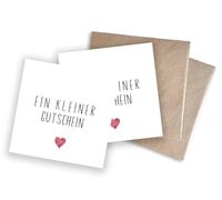 WBdesignz Lot de 2 cartes cadeaux « Un petit bon d'achat » avec cœur rouge, bon cadeau pour anniversaire, Noël, Saint-Valentin - Enveloppes 125 x 125 mm