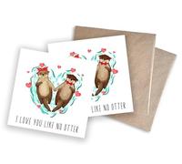 WBdesignz Lot de 2 cartes d'amour « I Love You Like No Otter » - Romantiques et ludiques - Avec enveloppe - 125 x 125 mm