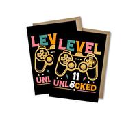 WBdesignz Lot de 2 cartes d'anniversaire de jeu avec enveloppes, format A6, pour 11e anniversaire, motif de jeu