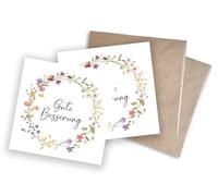 WBdesignz Lot de 2 cartes de bon rétablissement, couronne de fleurs, anneau pastel, carte de convalescence, souhaits de rétablissement, avec enveloppes, 125 x 125 mm