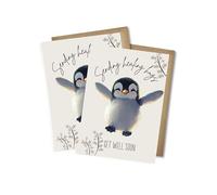 WBdesignz Lot de 2 cartes de rétablissement avec enveloppes - Carte de consolation « Get well Soon » - Cartes de pensées positives - Proverbes constructifs - Pingouin - Encouragement - Format A6