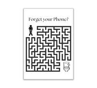 WBdesignz Poster WC amusant - « Forget your Phone ? » Labyrinthe - Décoration murale humoristique pour toilettes, toilettes d'invités ou salle de bain (format A4) - Sans cadre
