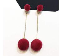 WBDWWTD 1 Paire de Boucles d'oreilles Double Face pour Femme - Boule poilue Moelleuse - Longues Boucles d'oreilles Pendantes - Charme - Nom de la Couleur : Rouge (Couleur : Rose)