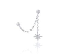 WBDWWTD 1pc Zircon chaîne Double Piercing Boucles d'oreilles pour Femmes Boucle d'oreille Boucles d'oreilles Bijoux Pendientes