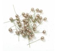 WBDWWTD 50/100 pièces/Lot de Fleurs artificielles de Baies pour la décoration de la Maison, Arbre de Noël, décoration de fête de Noël, boîte Cadeau de gâteau, Accessoires d'ornements-1,2 cm-Or
