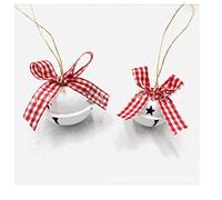 WBDWWTD 6 pièces Clochette de Noël en métal avec Pendentif en Corde de Chanvre nœud Papillon pour décoration d'arbre de Noël Accessoires de Mode-Blanc, 30 mm