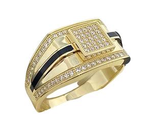 WBDWWTD Bague de luxe plaquée or 18 carats avec incrustation de coupe ronde AAA + zircone cubique micropave carrée hip hop glacé CZ bague scintillante imitation diamant bande de motard bijoux éternels