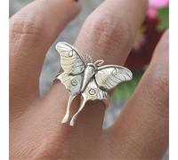 WBDWWTD Bague de mariée Papillon Vintage en Argent Sterling 925 pour Femmes, Bague d'anniversaire de déclaration de promesse de Mariage, Bijoux Ethniques Boho Chic Faits à la Main, Cadeau de