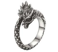 WBDWWTD Bague Dragon en Acier Titane pour Hommes, Cadeau de Style Chinois pour Petit ami