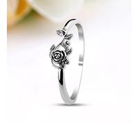 WBDWWTD Bague en Argent avec Petite Fleur de Rose, bagues empilables pour Femme, Petite Bague délicate plaquée Argent 925, Bague délicate pour Femme en Acier Inoxydable, Fleur de Rose, déclaration de