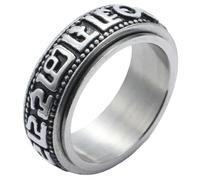 WBDWWTD Bague Mantra en Acier Titane, Bijoux d'inspiration Bouddhiste pour Hommes, Bande Sanscrit rotative, Vintage, Mystique, Cadeau Unisexe