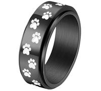 WBDWWTD Bague Patte de Chien en Acier Titane, Bijoux de Style Punk pour Hommes, Bande rotative de 8 MM de Large, Cadeau pour Les Amoureux des Animaux de Compagnie