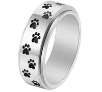 WBDWWTD Bague Patte de Chien en Acier Titane, Bijoux de Style Punk pour Hommes, Bande rotative de 8 MM de Large, Cadeau pour Les Amoureux des Animaux de Compagnie