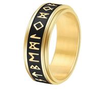 WBDWWTD Bague rotative Lumineuse en Acier Titane, Runes Viking Nordiques, Accessoire de Mode pour Hommes