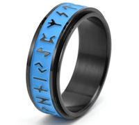 WBDWWTD Bague rotative Lumineuse en Acier Titane, Runes Viking Nordiques, Accessoire de Mode pour Hommes