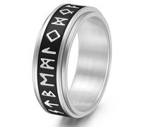 WBDWWTD Bague rotative Lumineuse en Acier Titane, Runes Viking Nordiques, Accessoire de Mode pour Hommes