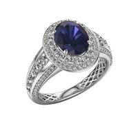 WBDWWTD Bague Solitaire en Argent Sterling 925 avec synthétique de Coupe Ovale incrustée de zircone cubique AAA, Bague de fiançailles, Bague de Mariage, Bijoux Cadeau pour Femme