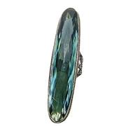WBDWWTD Bague Vintage Longue en Argent émeraude simulée, Coupe Ovale, bagues émeraude créées pour Femmes, Bague de promesse en Argent Sterling 925, Bijoux rétro Faits à la Main, Cadeau