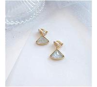 WBDWWTD Boucle d'oreille Pendentif en Strass, Boucles d'oreilles élégantes en Opale 925, Oreille géométrique en Forme d'éventail, Clip d'oreille percé, Pendentif pour Dames, Bijoux