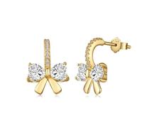 WBDWWTD Boucles d'oreilles à nœud pour Femmes, Bijoux Tendance en Argent Sterling Scintillant, Robe de Bal de Mariage, nœud d'amour Infini pour Toujours