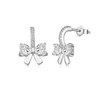 WBDWWTD Boucles d'oreilles à nœud pour Femmes, Bijoux Tendance en Argent Sterling Scintillant, Robe de Bal de Mariage, nœud d'amour Infini pour Toujours