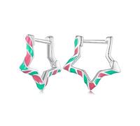WBDWWTD Boucles d'oreilles créoles étoiles colorées, Grandes Boucles d'oreilles colorées rétro néon, Boucles d'oreilles Pendantes pour Femmes