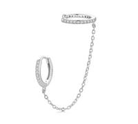 WBDWWTD Boucles d'oreilles Double créoles en Argent Sterling 925, chaîne pour Femmes Adolescentes, Boucles d'oreilles minimalistes, Double Piercing, Deux Trous