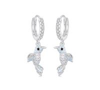 WBDWWTD Boucles d'oreilles en Cristal de Colibri Volant coloré ne Rouille jamais en Argent Sterling 925 avec Crochets hypoallergéniques Cadeaux de Saint Valentin pour Les Filles