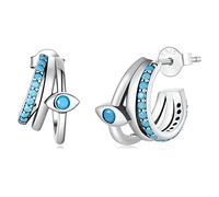 WBDWWTD Boucles d'oreilles Multicouches œil du Diable Boucles d'oreilles Croissant pour Femme Boucles d'oreilles créoles plaquées à brins Grossiers Boucles d'oreilles créoles en Argent