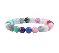 WBDWWTD Bracelet de Perles de Pierre de 8mm, Perles de Cristal, Pierres Naturelles, Rondes Blanches tressées, élastiques, 17cm x 7mm, 1 pièces pour fiançailles