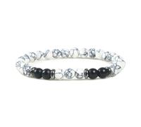 WBDWWTD Bracelet de Perles de prière Bouddhiste, Bracelets en Cristal, Pierres de Nature spirituelle, Noir et Blanc, élastique tressé Rond, 17 cm x 7 mm, pour Le Nouvel an