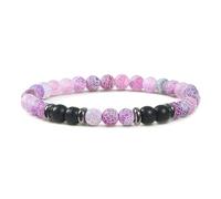 WBDWWTD Bracelet de Perles de prière Bouddhiste, Bracelets en Cristal, Pierres de Nature spirituelle, Noir et Blanc, élastique tressé Rond, 17 cm x 7 mm, pour Le Nouvel an